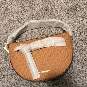 Michael Kors Tan Monogram Crescent Shoulder Bag